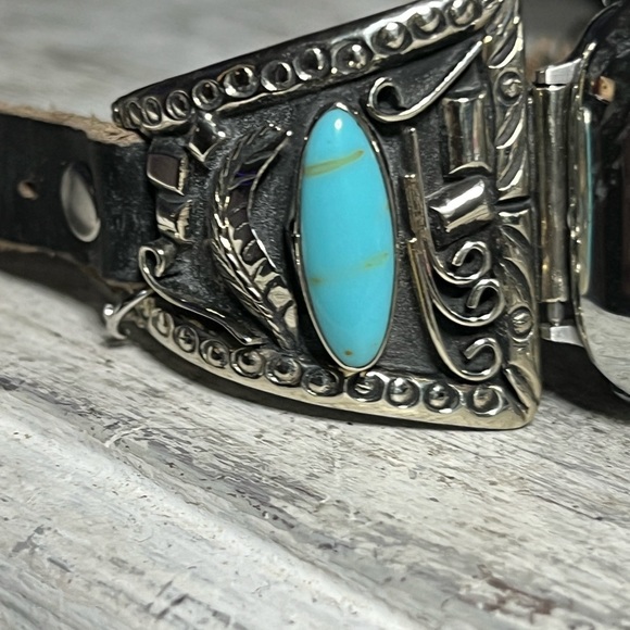 APPLE WATCHBAND SS/Turquoise Native American - Picture 6 of 9